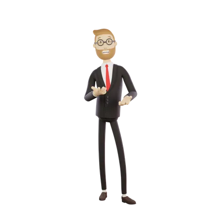 Businessman with glasses telling something  3D Illustration