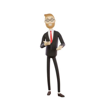 Businessman with glasses telling something 3D Illustration