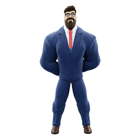 Businessman With Hands Back  3D Icon