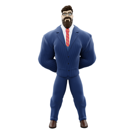 Businessman With Hands Back  3D Illustration