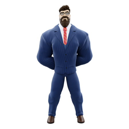 Businessman With Hands Back 3D Illustration