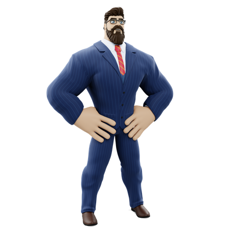 Businessman With Hands On Waist  3D Illustration