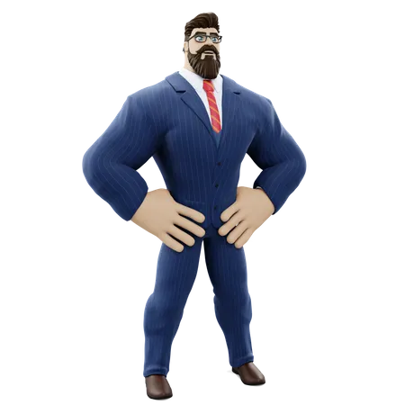 Businessman With Hands On Waist  3D Illustration
