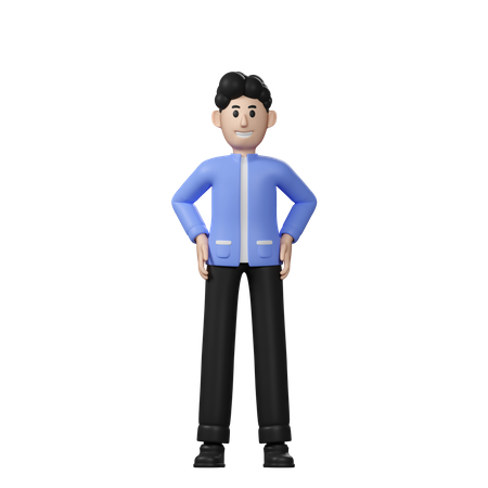Businessman with hands on waist 3D Illustration