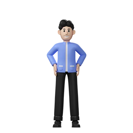 Businessman with hands on waist 3D Illustration