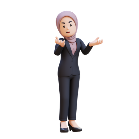 Businessman With Hijab Feeling Angry And Very Depressed  3D Illustration