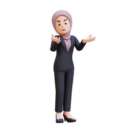 Businessman With Hijab Feeling Angry And Very Depressed  3D Illustration