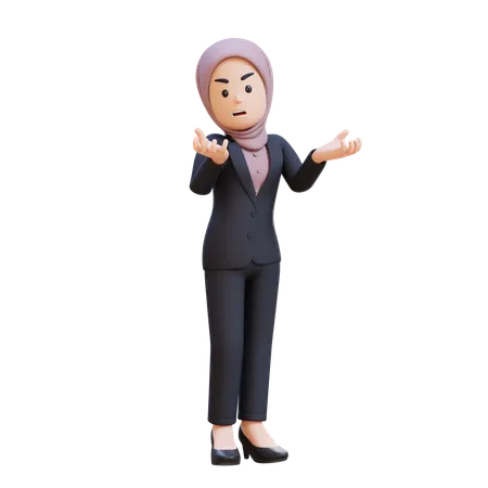 Businessman With Hijab Feeling Angry And Very Depressed  3D Illustration