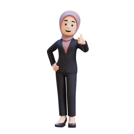 Businessman With Hijab Giving Thumbs Up  3D Icon