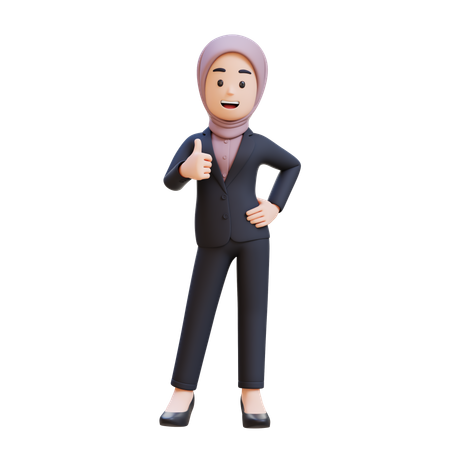 Businessman With Hijab Showing Thumbs Up  3D Icon