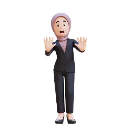 Businessman With Hijab Stress And Refusal Pose  3D Illustration
