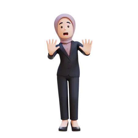 Businessman With Hijab Stress And Refusal Pose  3D Illustration