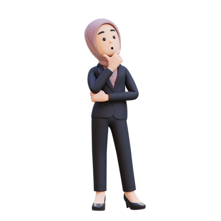 Businessman With Hijab Thinking Of Contemplation And Focus  3D Illustration