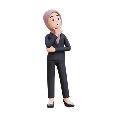 Businessman With Hijab Thinking Of Contemplation And Focus  3D Illustration