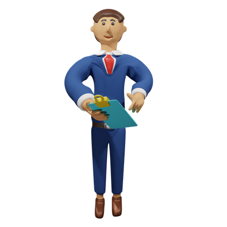 Businessman with holding report  3D Illustration