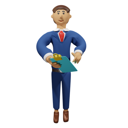 Businessman with holding report  3D Illustration