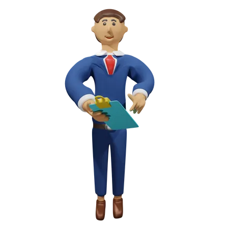 Businessman with holding report  3D Illustration