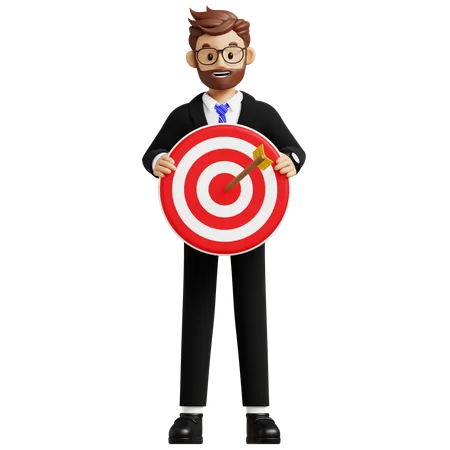 Businessman With Holding Target Board  3D Illustration