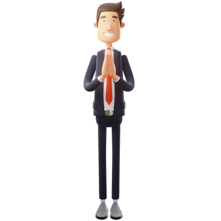 Businessman With Hoping Gesture  3D Illustration