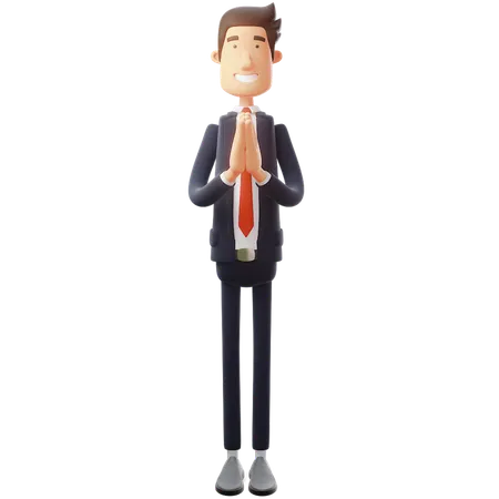 Businessman With Hoping Gesture  3D Illustration