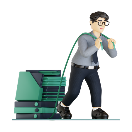 Businessman with huge workload  3D Illustration