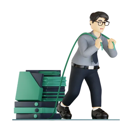 Businessman with huge workload  3D Illustration