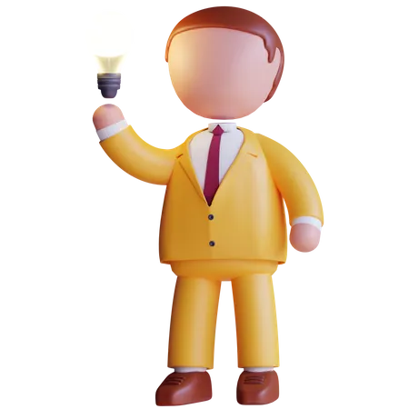 Businessman with idea  3D Icon