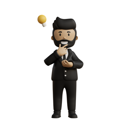 Businessman with idea  3D Icon