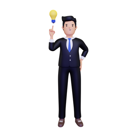 Businessman with idea  3D Illustration