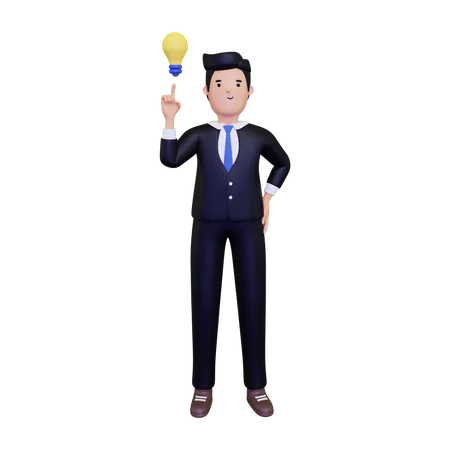 Businessman with idea  3D Illustration