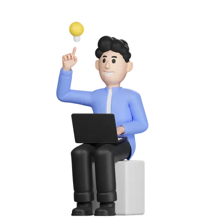 Businessman with idea  3D Illustration