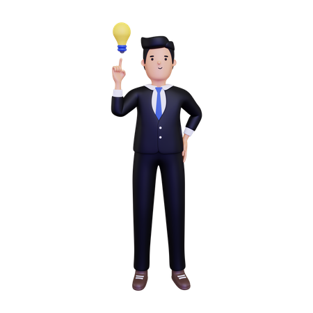 Businessman with idea 3D Illustration
