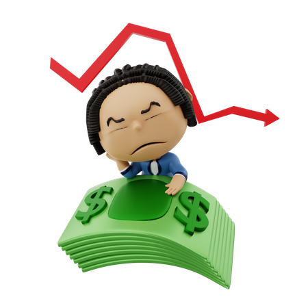 Businessman with investment loss 3D Illustration