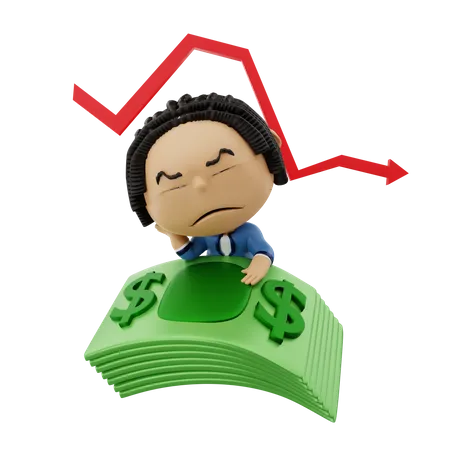 Businessman with investment loss 3D Illustration