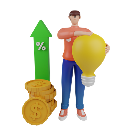 Person with growth strategy idea 3D Illustration