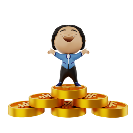 Businessman with investment profit  3D Icon