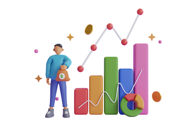 Businessman with investment profit  3D Icon