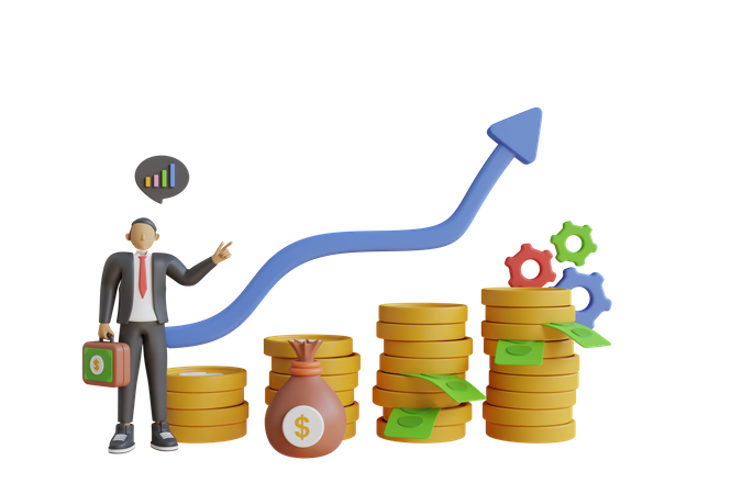 Businessman with investment profit  3D Icon