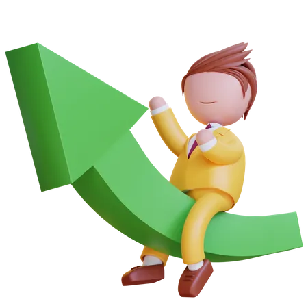 3 D Character Of Growth Investment 3D Icon
