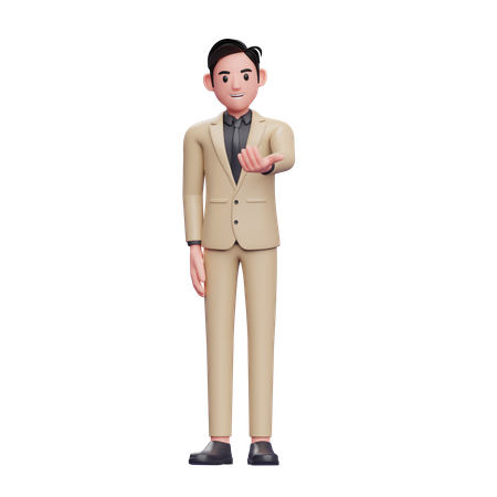 Businessman With Invitation Gesture to Join Us 3D Illustration