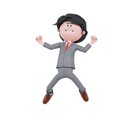 Businessman With Jumping Pose  3D Illustration