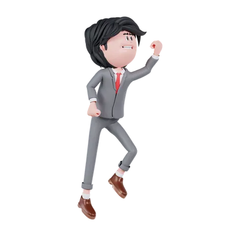3 D Businessman Is Jumping Pose 3D Illustration