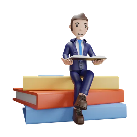 Businessman With Knowledge  3D Illustration