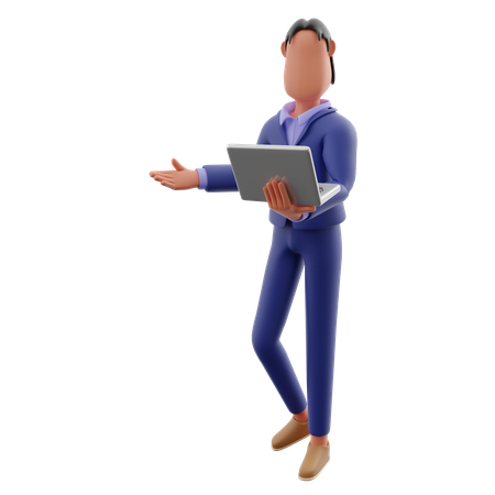 Businessman With Laptop  3D Icon