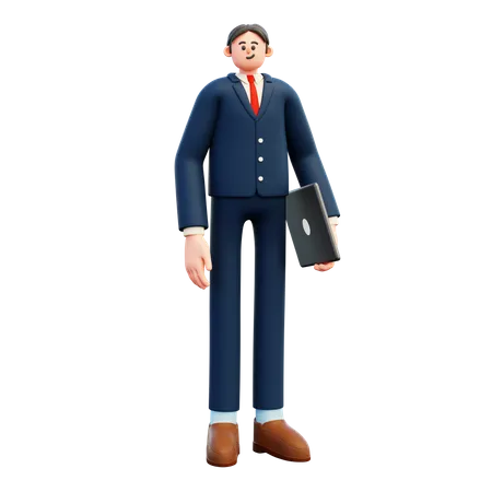 Businessman with laptop  3D Illustration