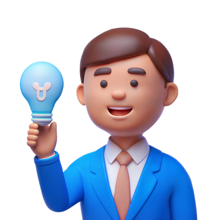 Businessman with Light Bulb  3D Illustration