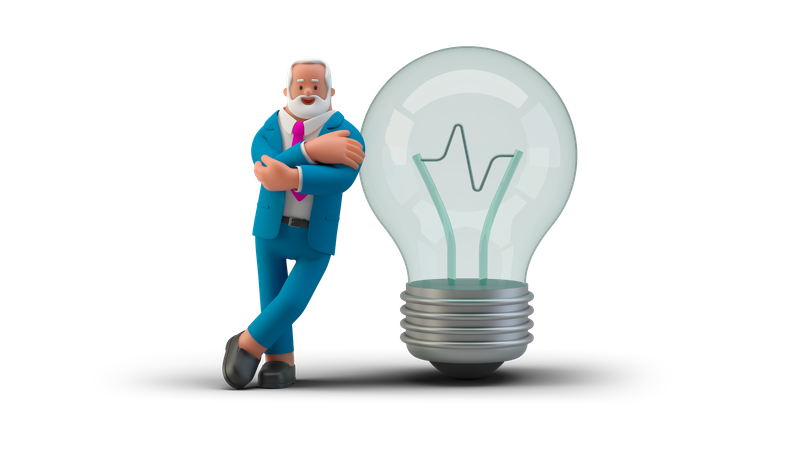 Businessman with light bulb  3D Illustration