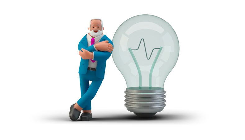 Businessman with light bulb  3D Illustration