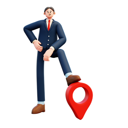 Businessman With Location  3D Illustration