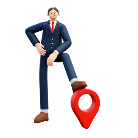 Businessman With Location  3D Illustration